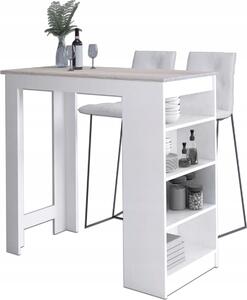 Akord Tavolo Da Bar Con Sgabelli Bianchi E Finitura Rovere Sonoma 115X50X103 Cm