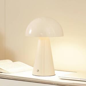 Lindby Lampada da tavolo ricaricabile a LED Nevijo, beige, Ø20cm, USB