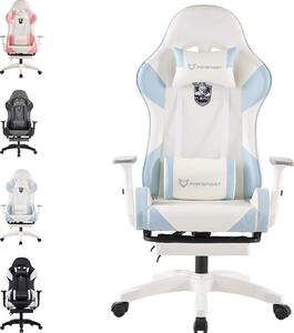 Sedia da gioco FOXSPORT Sedia da ufficio ergonomica con poggiapiedi retrattile+cuscino lombare+poggiatesta+braccioli flessibili Sedia per computer fino a 150 kg Blu