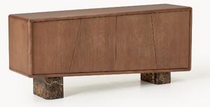 Credenza in legno con gambe in marmo Emperador Tundra