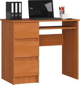 Scrivania elegante A-6 in olmo con spazio di archiviazione e tre cassetti