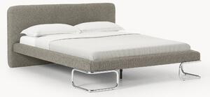 Letto imbottito in bouclé con gambe in metallo Olina