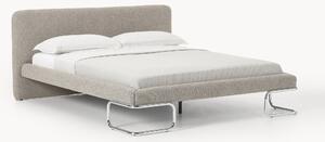 Letto imbottito in bouclé con gambe in metallo Olina