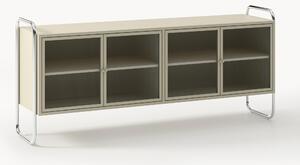 Credenza in metallo con frontale in vetro Robyn