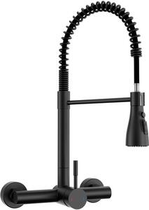 Rubinetto da cucina nero opaco con 3 tipi di getto e rotazione a 360° - Rubinetto da cucina robusto e ricurvo, alta pressione, altezza 45 cm