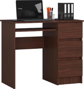 Scrivania A-6 Wenge Design Elegante con Ripiano Estraibile e 3 Cassetti per la Casa