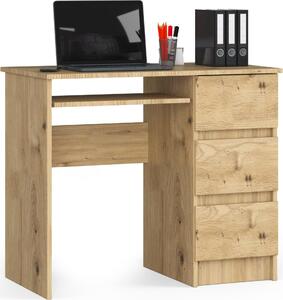Scrivania A-6 CLP in Rovere Artisan Destra con Ripiano Estraibile e 3 Cassetti