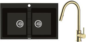 Set rubinetto da cucina Oltens Litla 35204800, lavello in granito Oltens Gravan 72400300