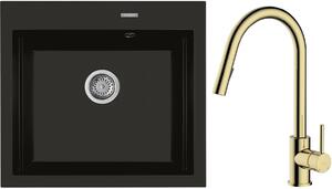 Set rubinetto da cucina Oltens Litla 35204800, lavello in granito Oltens Gravan 72000300