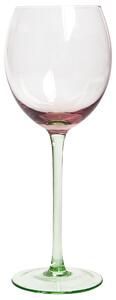 Set di 4 calici da vino in vetro trasparenti rosa e verdi soffiati a mano 36 cl aperitivo cena Beliani