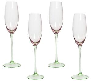 Set di 4 coppe da champagne in vetro soffiate a mano trasparenti rosa e verdi da 20 cl aperitivo brindisi Beliani