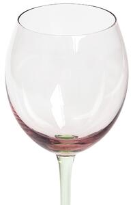 Set di 4 calici da vino in vetro trasparenti rosa e verdi soffiati a mano 36 cl aperitivo cena Beliani