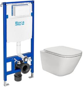 Set vaso WC con copriwater a discesa lenta Roca Gap A34H470000, modulo di installazione Roca Duplo One A890070020