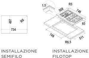 SCHOCK Piano Cottura 5 Fuochi a Gas 74.5 cm (1 Bruciatore Tripla Corona) colore Acciaio Inox - STF855HIX