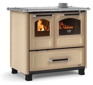 Cucina a legna 7,5 kw in acciaio smaltato con forno e piastra cottura in ghisa Family Nordica - BurlyWood