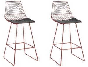 Set di 2 sgabelli in metallo oro rosa con imbottitura in pelle stile moderno contemporaneo Beliani