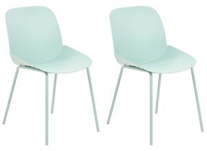 Set di 2 sedie da pranzo in plastica verde menta con seduta profonda Design moderno e contemporaneo per la sala da pranzo Beliani
