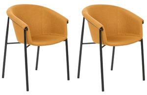 Set di 2 sedie da pranzo con imbottitura in tessuto arancione Seduta da pranzo dal design moderno e contemporaneo Beliani