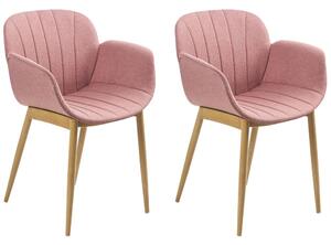 Set di 2 sedie da pranzo con imbottitura in tessuto rosa Seduta da pranzo dal design moderno e contemporaneo Beliani