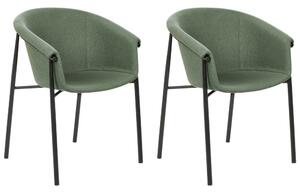 Set di 2 sedie da pranzo con imbottitura in tessuto verde Seduta da pranzo dal design moderno e contemporaneo Beliani