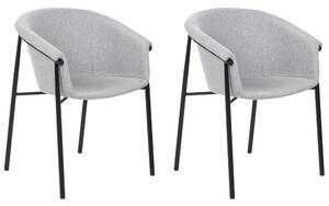 Set di 2 sedie da pranzo con imbottitura in tessuto grigio Seduta da pranzo dal design moderno e contemporaneo Beliani