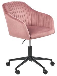 Sedia da scrivania in tessuto con ruote in velluto rosa ufficio da casa studio stile glamour Beliani