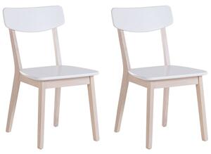Set di 2 sedie da pranzo bianche con gambe in legno chiaro in stile retrò moderno Beliani