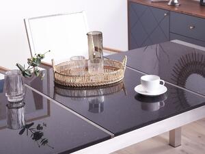 Tavolo da Giardino Granito Nero Gambe in Acciaio color Argento 180 x 90 cm Beliani