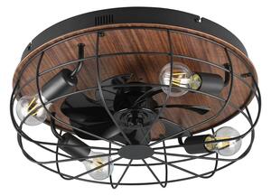 Plafoniera nera opaca e marrone con telecomando e ventilatore Trondheim – Reality