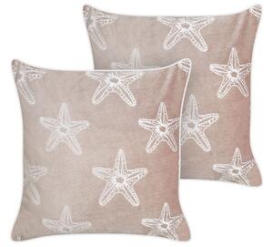 Set di 2 cuscini in velluto rosa quadrato con motivo stella marina accessori camera da letto soggiorno Beliani