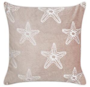 Cuscino in velluto rosa quadrato con motivo stella marina accessori camera da letto soggiorno Beliani