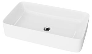 LAVITA Lavabo da appoggio Pasana | Lavabo da appoggio rettangolare | Lavabo senza troppopieno e foro per rubinetto | In porcellana di alta qualità | Lavabo | 60,5x34x11 cm | Bianco lucido