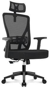 Sedia da ufficio ergonomica, sedia da scrivania con struttura a rete, colore nero, supporto lombare regolabile, portata massima 150 kg