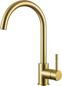 Rubinetto da cucina con beccuccio alto, girevole a 360°, miscelatore monocomando in acciaio inossidabile dorato