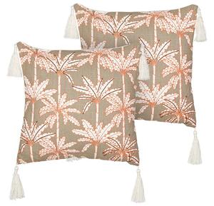 Set di 2 cuscini sparsi in cotone multicolore 45 x 45 cm motivo palma marina quadrato imbottitura in poliestere Accessori per la casa Beliani