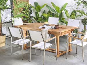 Tavolo da pranzo da giardino in legno di acacia 160/220 x 90 cm forato per ombrellone allungabile Design tradizionale Beliani