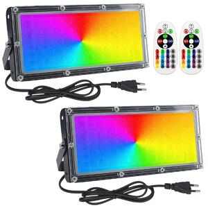 Faretto RGB da esterno - Proiettore LED - 50 W - 16 colori - Set di 2 pezzi - IP65 telecomando