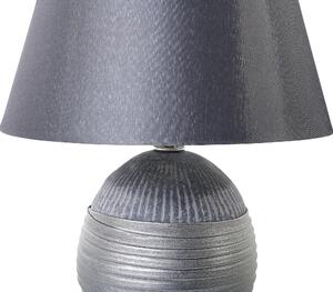 Lampada da tavolo Lampada da comodino con paralume a cono in finta seta con base in ceramica argento Beliani