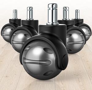 Ruote per sedie da ufficio, grigie, disponibili nelle misure 11 mm e 22 mm, set da 5 pezzi