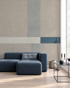 Carta da parati Rettangoli astratti nei toni del beige e del grigio con un tocco di blu, Carta da parati geometrica, w05891v2 : Uwalls.it