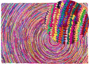 Tappeto Tessuto Multicolore con cotone 160 x 230 cm Rettangolare motivo astratto intrecciato a mano Boho Beliani