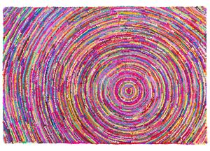 Tappeto Tessuto Multicolore con cotone 160 x 230 cm Rettangolare motivo astratto intrecciato a mano Boho Beliani