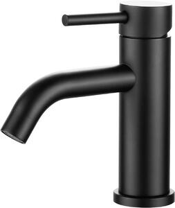 Miscelatore monocomando per lavabo in acciaio inossidabile spazzolato, finitura nera opaca, ideale per il bagno
