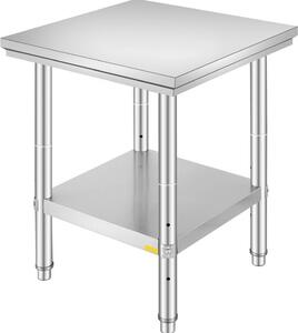 "Piano di lavoro in acciaio inox 60 cm x 60 cm - Tavolo multifunzionale per cucinare, cucire, lavare, fare bricolage, garage ecc."