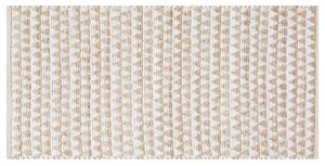 Tappeto Beige Iuta e Misto Cotone 80 x 150 cm Motivo Geometrico Intrecciato a Mano Beliani