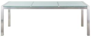 Tavolo da giardino Piano in vetro incrinato 220 x 100 cm Struttura in acciaio a 8 posti Beliani