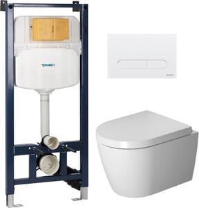 Set vaso WC con copriwater a discesa lenta Duravit ME by Starck 45300900A1, modulo di installazione Duravit DuraSystem WD1029000000, WD5009011000