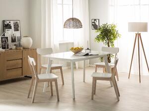 Tavolo da pranzo con gambe in legno bianco 150 - 195 x 90 cm in stile scandinavo rettangolare Beliani