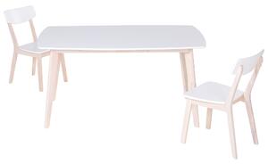 Tavolo da pranzo con gambe in legno bianco 150 x 90 cm in stile scandinavo rettangolare Beliani