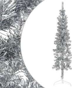 Albero Natale Artificiale Sottile a Metà Supporto Argento 120cm